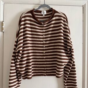 Things Between Piper Cardigan in Brown and Cream Stripe